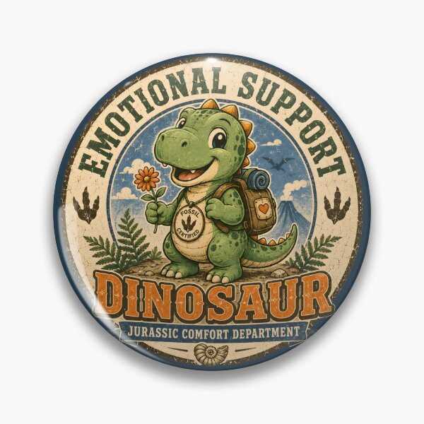 Item preview, Emotional Support Dinosaur | Cute Baby Dino Jurassic Comfort Department | Vintage Fossil Mascot Gift for Dinosaur Lovers designed and sold by  MAD's Recreation Studio.