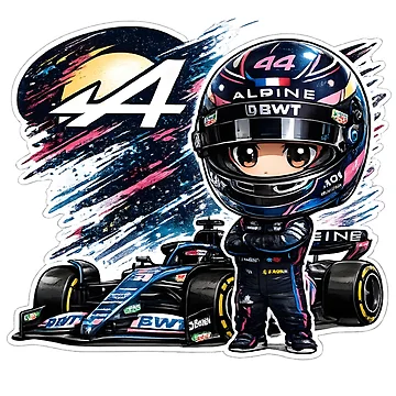 Artwork thumbnail, Alpine Chibi Formula Racing Driver Sticker by KawaiiOrbit
