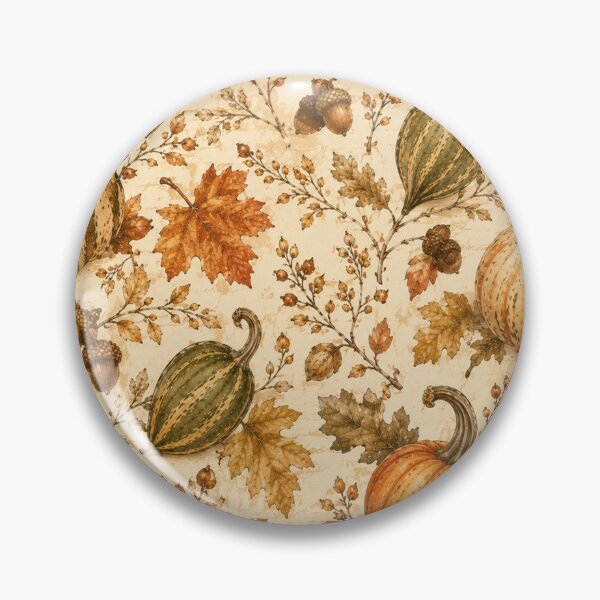 Item preview, Vintage Autumn Pumpkin Pattern | Rustic Fall Leaves & Acorns Seamless Botanical Design designed and sold by DreamPixelPrint.