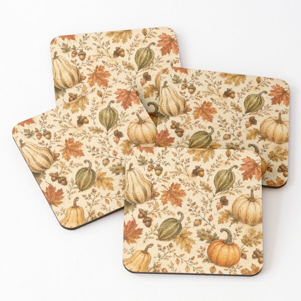 Item preview, Vintage Autumn Pumpkin Pattern | Rustic Fall Leaves & Acorns Seamless Botanical Design designed and sold by DreamPixelPrint.