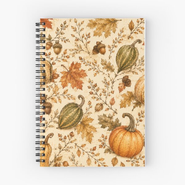 Item preview, Vintage Autumn Pumpkin Pattern | Rustic Fall Leaves & Acorns Seamless Botanical Design designed and sold by DreamPixelPrint.