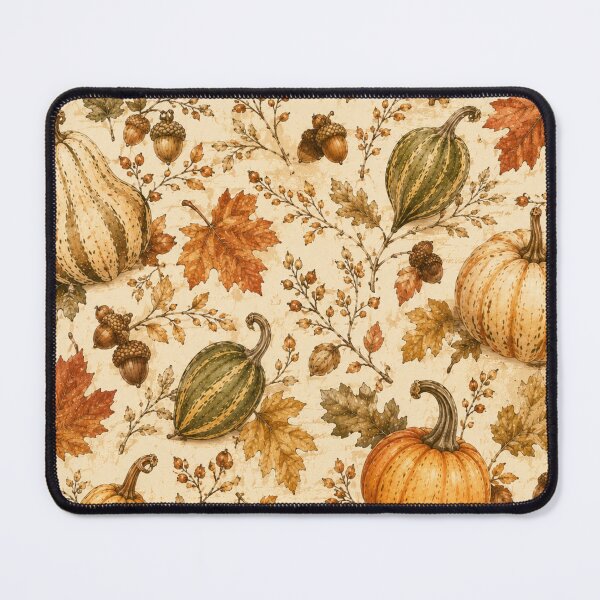Item preview, Vintage Autumn Pumpkin Pattern | Rustic Fall Leaves & Acorns Seamless Botanical Design designed and sold by DreamPixelPrint.