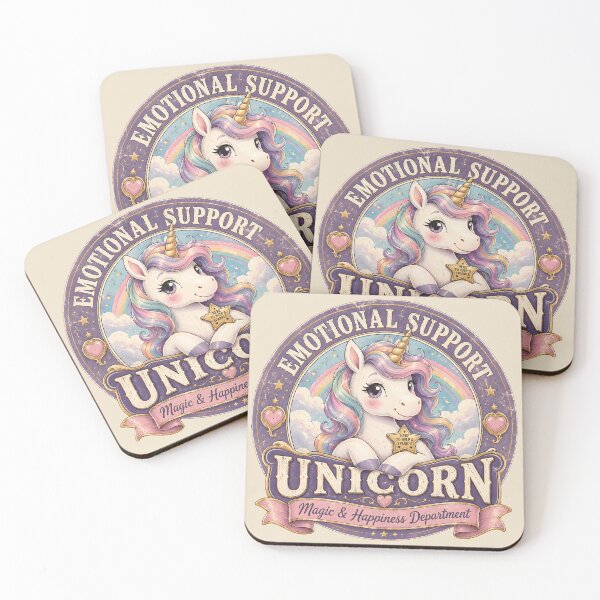 Item preview, Emotional Support Unicorn | Cute Rainbow Unicorn Magic & Happiness Department | Vintage Fantasy Comfort Mascot Gift designed and sold by  MAD's Recreation Studio.