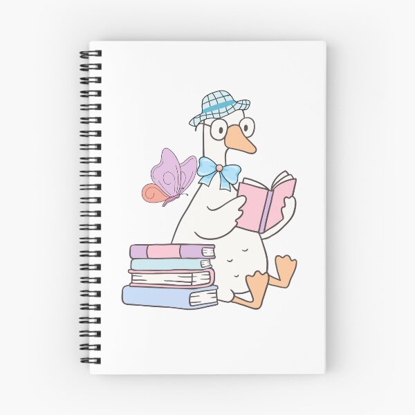 Item preview, Cute kawaii goose, reading books in nature designed and sold by Britishdelights.