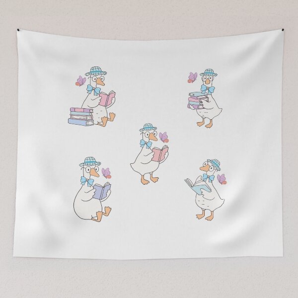 Item preview, Cute kawaii goose, reading books in nature designed and sold by BritishDelights.