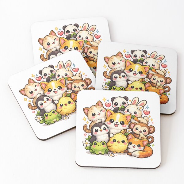 Item preview, ​Cute Kawaii Baby Animals Party Illustration designed and sold by CreativeADB7.