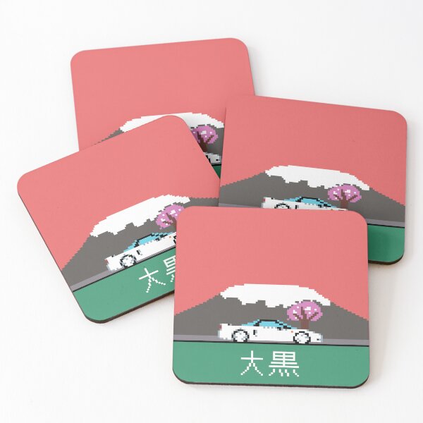 Item preview, Retro JDM Sports Car with Mount Fuji and Cherry Blossom designed and sold by OpenTabsDesigns.