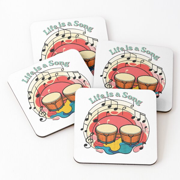 Item preview, Life Is A Song Vintage Bongo Drums Music Notes Pop Art designed and sold by Alexacarmen.