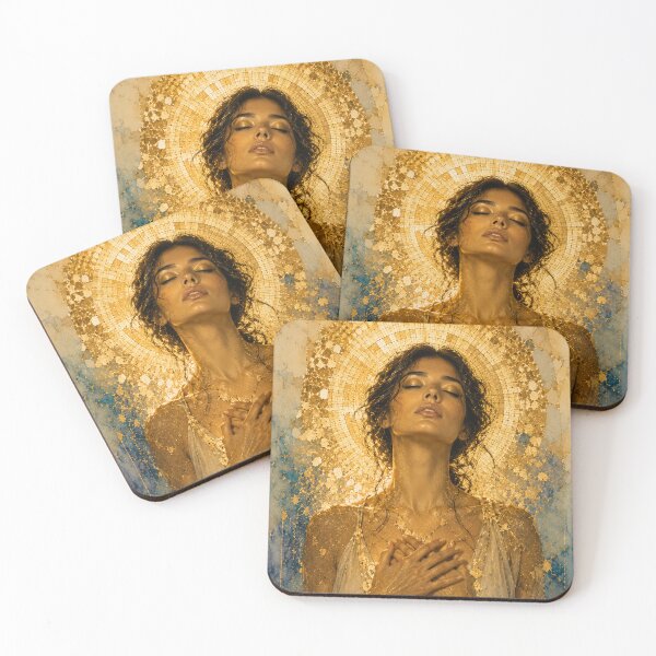 Item preview, Golden Spiritual Woman Portrait with Halo designed and sold by aurelixagency.