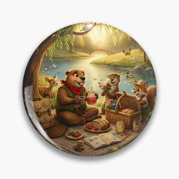 Item preview, Happy Beaver Adventures – Riverside Gathering Under the Willow designed and sold by Clothes With Smiling Animals Walt Gral.