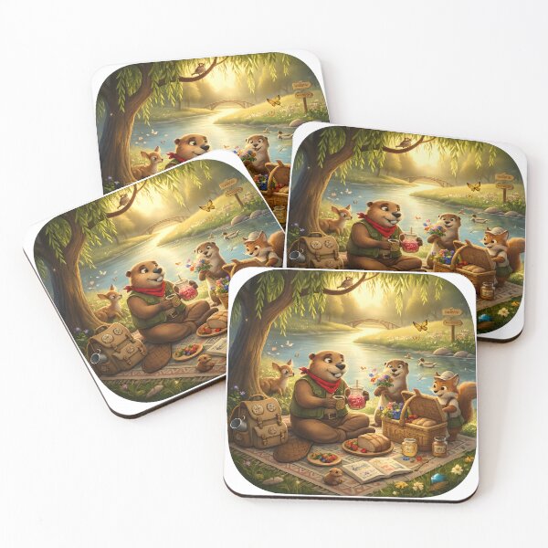 Item preview, Happy Beaver Adventures – Riverside Gathering Under the Willow designed and sold by Clothes With Smiling Animals Walt Gral.
