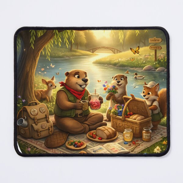 Item preview, Happy Beaver Adventures – Riverside Gathering Under the Willow designed and sold by Clothes With Smiling Animals Walt Gral.