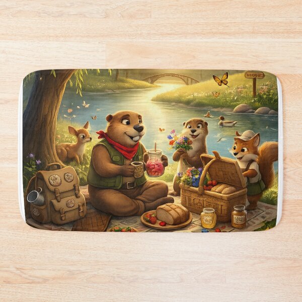 Item preview, Happy Beaver Adventures – Riverside Gathering Under the Willow designed and sold by Clothes With Smiling Animals Walt Gral.