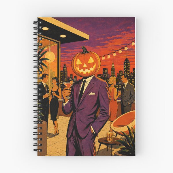 Item preview, Headless Horseman Rooftop Socialite - Mid-Century Halloween Art designed and sold by TheHorsemanRidesAgain.