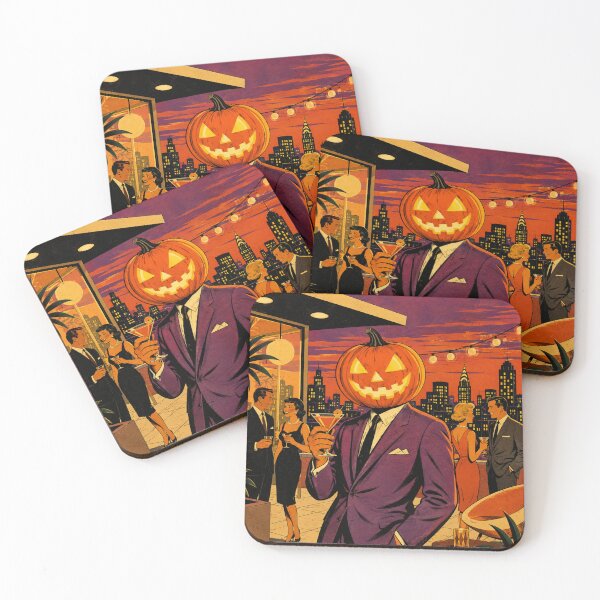Item preview, Headless Horseman Rooftop Socialite - Mid-Century Halloween Art designed and sold by TheHorsemanRidesAgain.