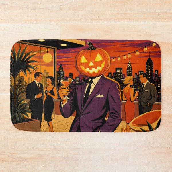 Item preview, Headless Horseman Rooftop Socialite - Mid-Century Halloween Art designed and sold by TheHorsemanRidesAgain.