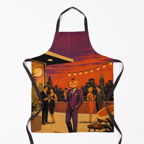 Item preview, Headless Horseman Rooftop Socialite - Mid-Century Halloween Art designed and sold by TheHorsemanRidesAgain.