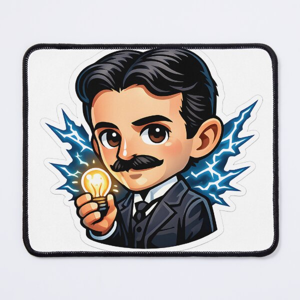 Item preview, Nikola Tesla Cute Inventor Cartoon Sticker designed and sold by KawaiiOrbit.