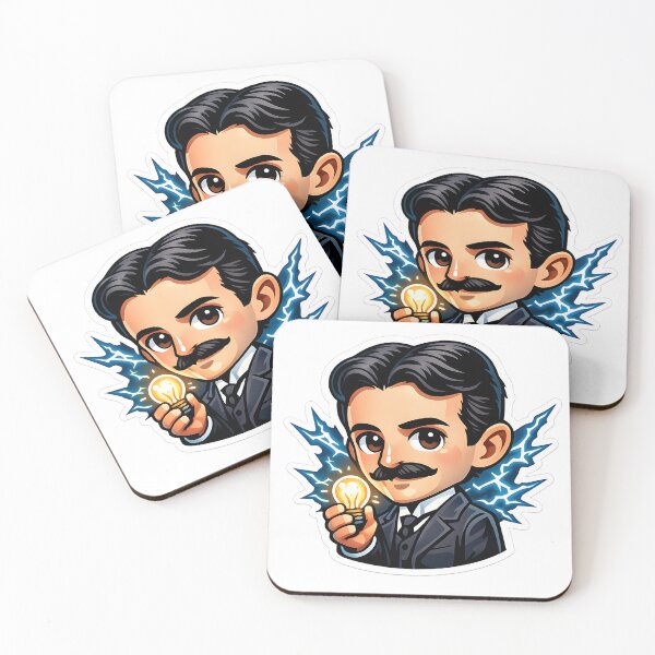 Item preview, Nikola Tesla Cute Inventor Cartoon Sticker designed and sold by KawaiiOrbit.