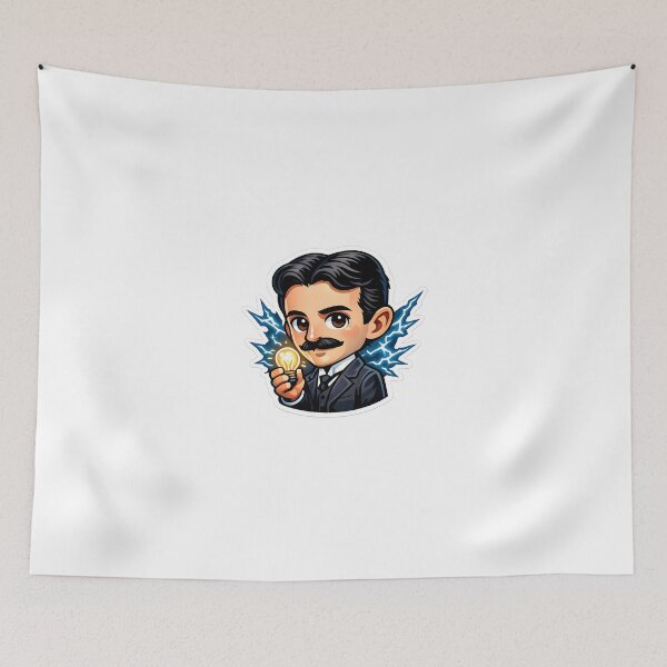 Item preview, Nikola Tesla Cute Inventor Cartoon Sticker designed and sold by KawaiiOrbit.