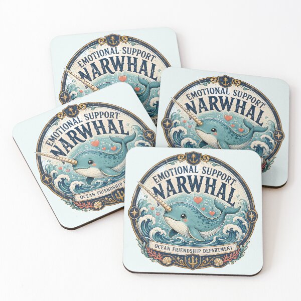 Item preview, Emotional Support Narwhal | Cute Ocean Friendship Department | Vintage Narwhal Mascot Sea Animal Lover Gift designed and sold by  MAD's Recreation Studio.