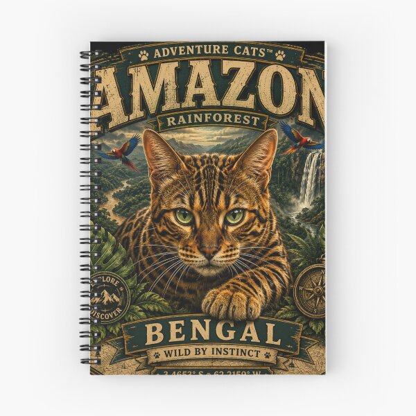 Item preview, Amazon Rainforest Bengal Cat  Vintage Jungle Adventure  Adventure Cats™ Retro Travel T-Shirt designed and sold by TeeVibeHaus.