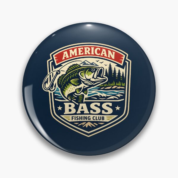Item preview, Vintage American Bass Fishing Club Retro Emblem Outdoor Adventure designed and sold by Artycom.