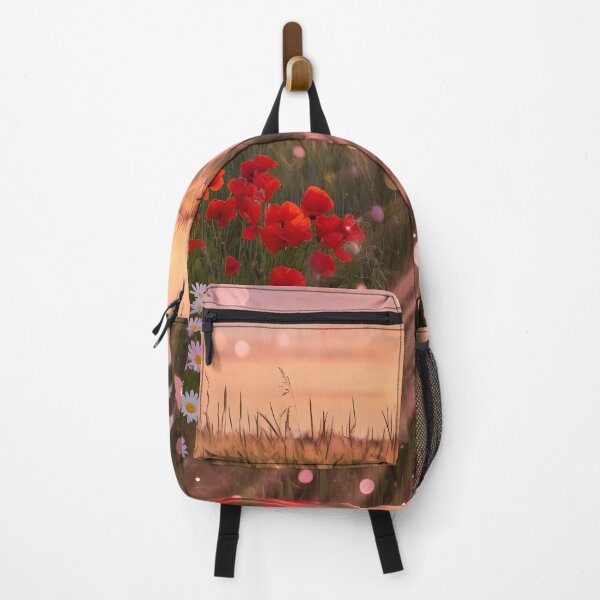 Item preview, Poppy & Daisy Sunset Meadow – Golden Sunbeam Wildflower Field designed and sold by DreamyWallVibes.