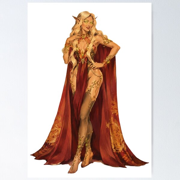 Item preview, Fantasy Elf Queen Pin Up | Original Vintage Dark Fantasy Retro Art designed and sold by Cosplayvintage.