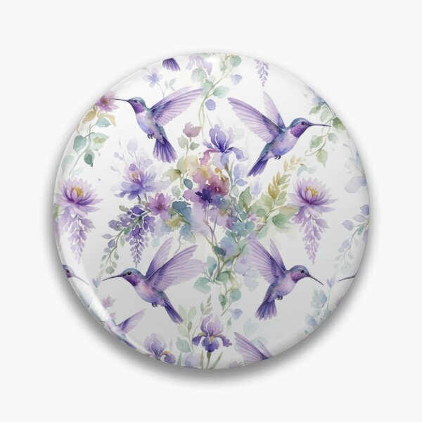 Item preview, Purple Hummingbirds & Wisteria Floral Pattern designed and sold by FawnFeatherCo.