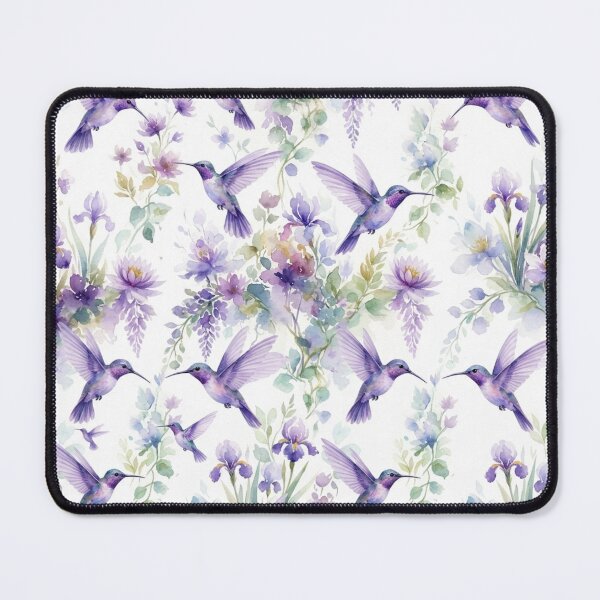 Item preview, Purple Hummingbirds & Wisteria Floral Pattern designed and sold by FawnFeatherCo.
