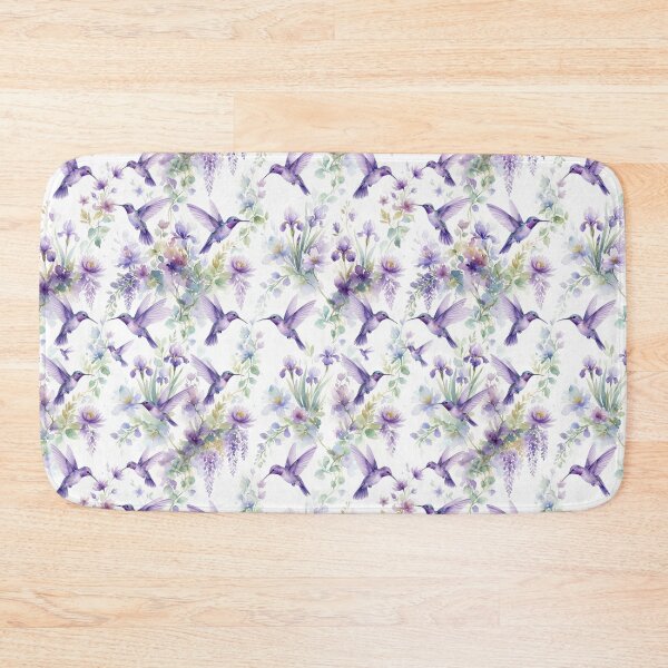 Item preview, Purple Hummingbirds & Wisteria Floral Pattern designed and sold by FawnFeatherCo.
