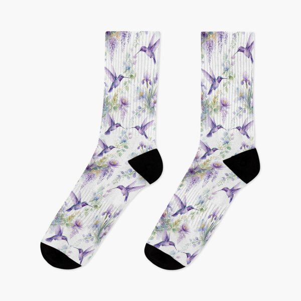 Item preview, Purple Hummingbirds & Wisteria Floral Pattern designed and sold by FawnFeatherCo.