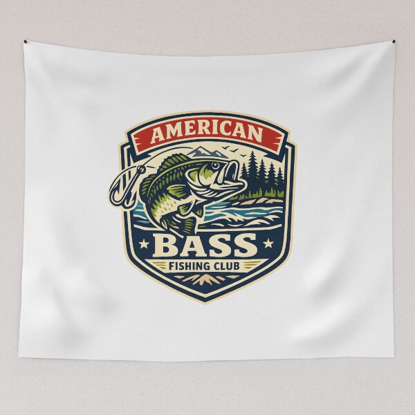 Item preview, Vintage American Bass Fishing Club Retro Emblem Outdoor Adventure designed and sold by Artycom.