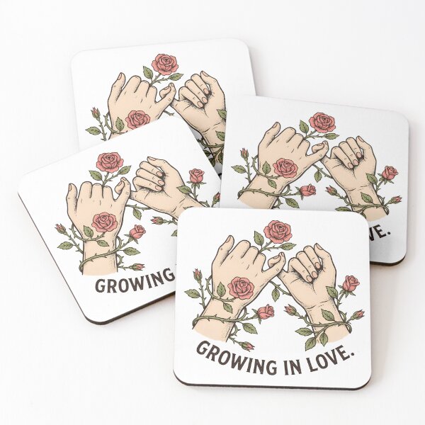 Item preview, Growing in Love – Pinky Promise Hands with Roses Romantic Vintage Floral Design designed and sold by Snifferius.