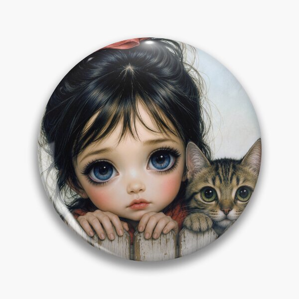 Item preview, Little Girl with Big Eyes and Pet Cat designed and sold by Maria Dryfhout.