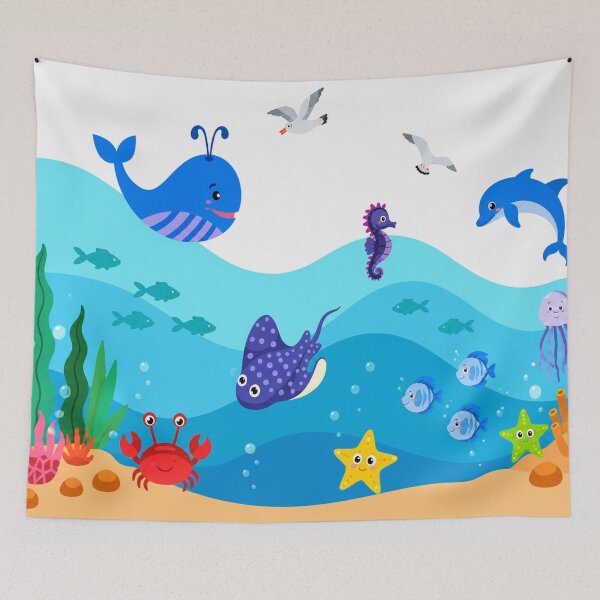 Item preview, Cute Ocean Animals Nursery Wall Art | Whimsical Sea Life Illustration for Baby & Kids Room designed and sold by Atum&Art.