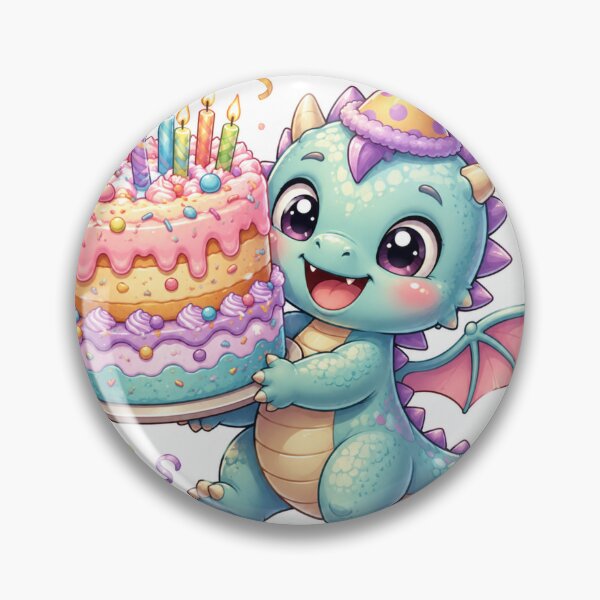 Item preview, Cute Baby Dragon Birthday Cake Sticker | Kawaii Party Dragon with Candles | Pastel Die-Cut Sticker designed and sold by Sidra digital art 8277237.