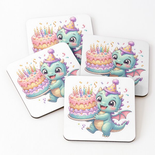 Item preview, Cute Baby Dragon Birthday Cake Sticker | Kawaii Party Dragon with Candles | Pastel Die-Cut Sticker designed and sold by Sidra digital art 8277237.