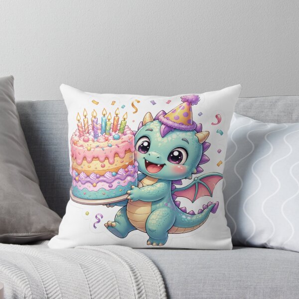 Item preview, Cute Baby Dragon Birthday Cake Sticker | Kawaii Party Dragon with Candles | Pastel Die-Cut Sticker designed and sold by Sidra digital art 8277237.