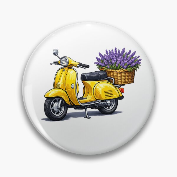 Item preview, A Yellow vintage vespa scooter with a basket of lavender flowers  designed and sold by lafataviola.