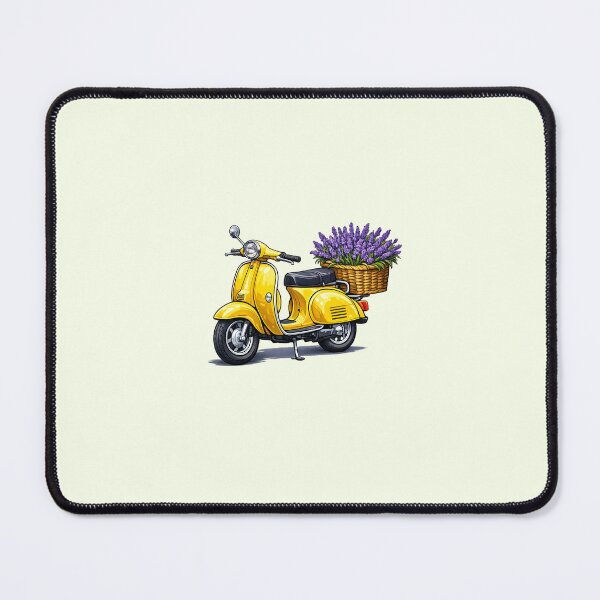 Item preview, A Yellow vintage vespa scooter with a basket of lavender flowers designed and sold by lafataviola.