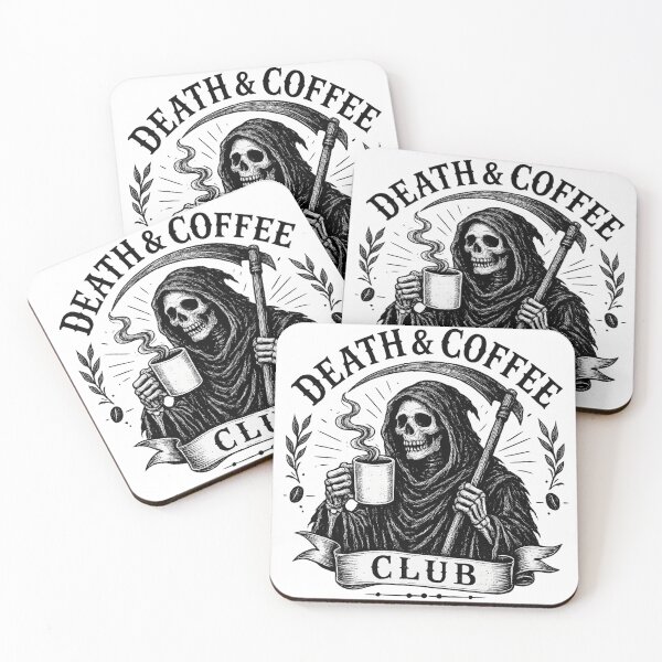 Item preview, Death & Coffee Club designed and sold by Moonroot Studio.