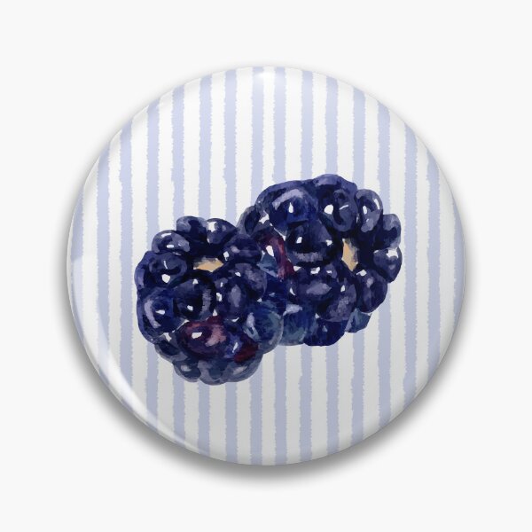 Item preview, Watercolor Blackberries on Soft Blue Stripes designed and sold by NOUURRRR.