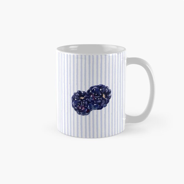 Item preview, Watercolor Blackberries on Soft Blue Stripes designed and sold by NOUURRRR.
