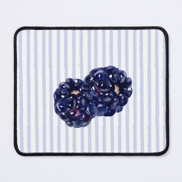 Item preview, Watercolor Blackberries on Soft Blue Stripes designed and sold by NOUURRRR.