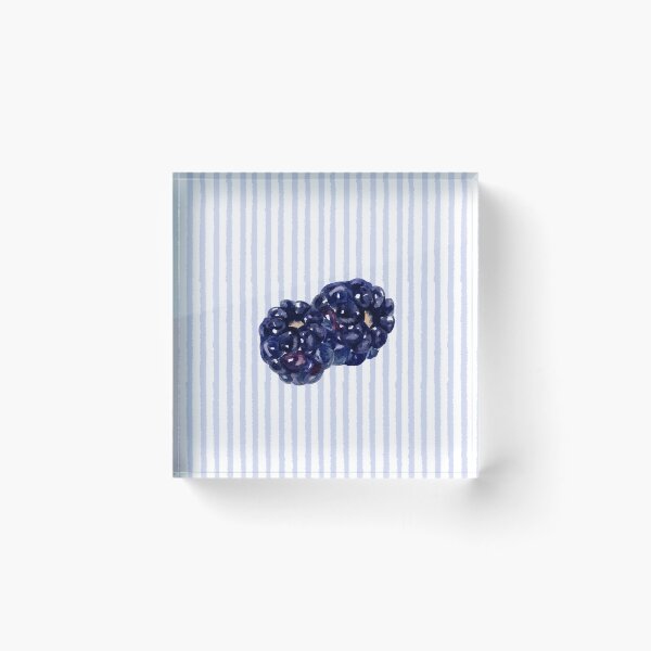 Item preview, Watercolor Blackberries on Soft Blue Stripes designed and sold by NOUURRRR.