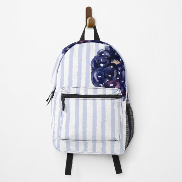 Item preview, Watercolor Blackberries on Soft Blue Stripes designed and sold by NOUURRRR.