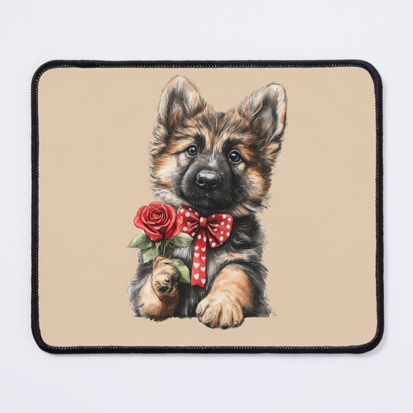 Item preview, German Shepherd Puppy with Red Rose designed and sold by Erika Kaisersot.