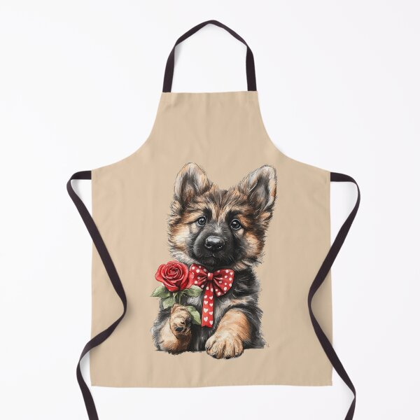 Item preview, German Shepherd Puppy with Red Rose designed and sold by Erika Kaisersot.